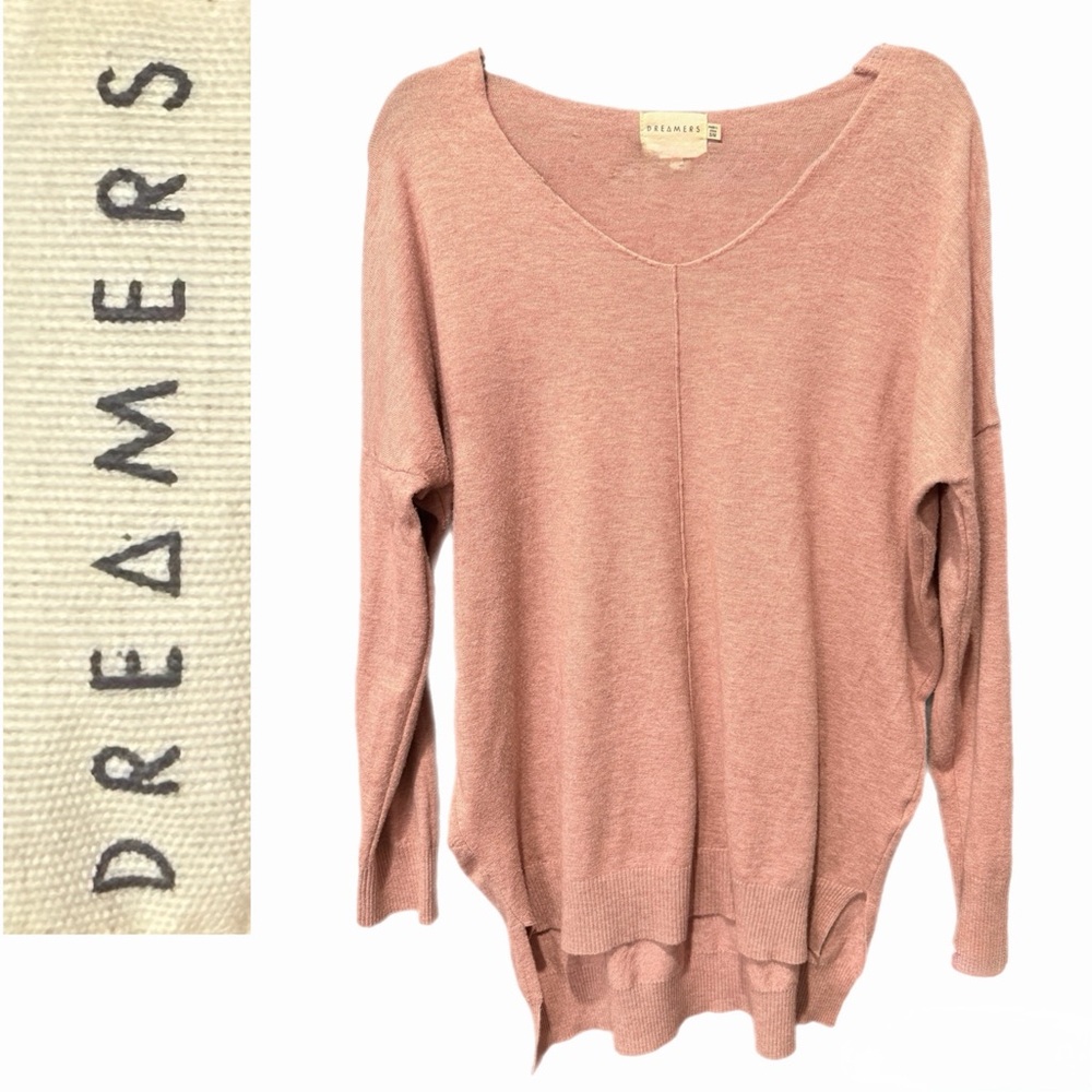 Dreamers by Debut Dusty Rose V-Neck Sweater Size S/M Lightweight & Flattering
